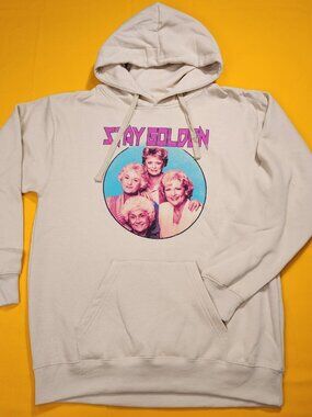 The Golden Girls Pull Over Hoodie Beige Sweatshirt Stay Golden Graphic Medium